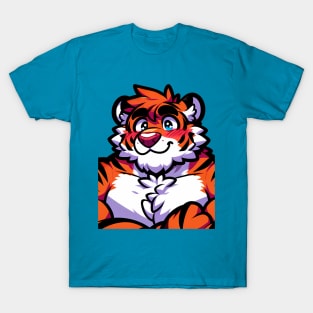 Blushing UwU Furry Anthro Tiger Art T-Shirt